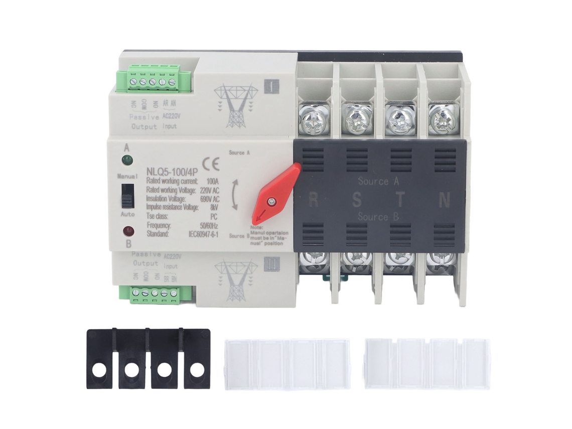 Conmutador De Transferencia Automática De Doble Potencia 4p Contacto De Plata Ac 220v Para Hogar