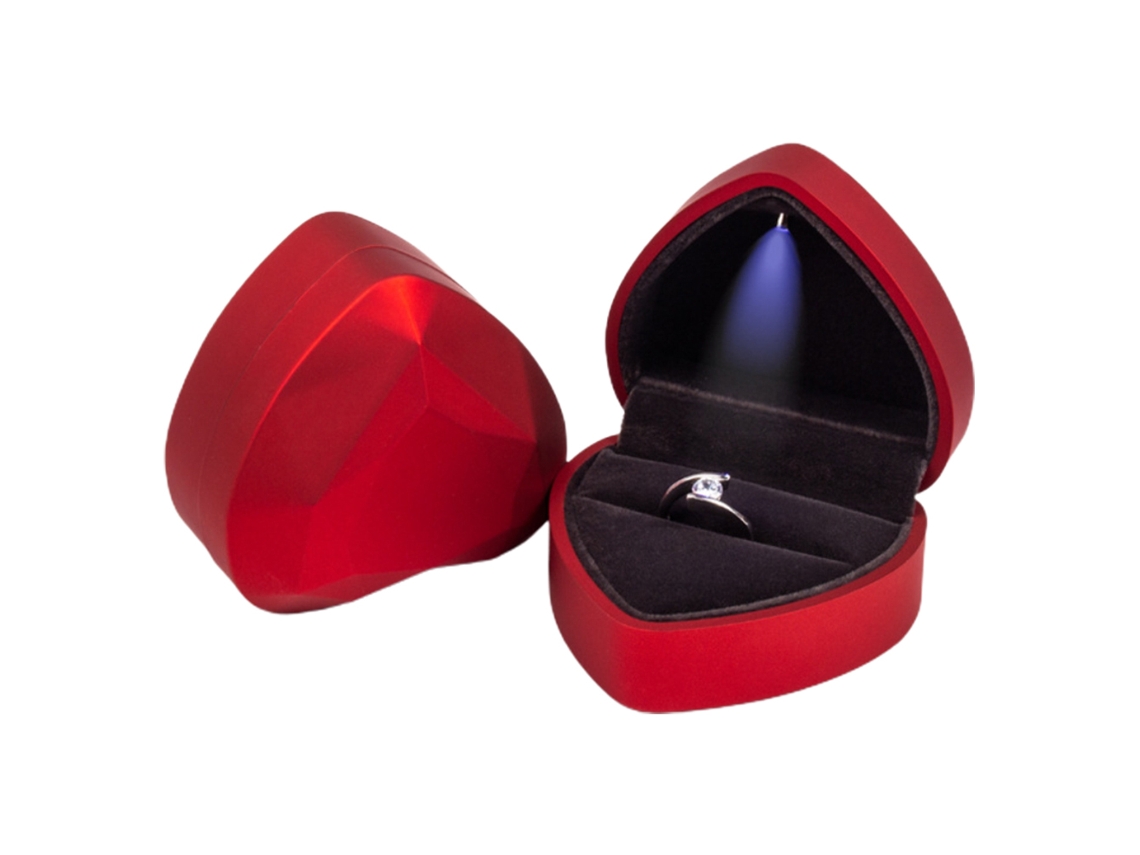 Caja de anillo de lujo, estuche de regalo de compromiso con iluminación LED, eleve su momento especial con un elegante compartimento para joyas y