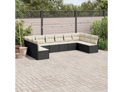 Conjunto de sofás de jardín de 10 piezas DKD Home Decor con cojines de mimbre negros