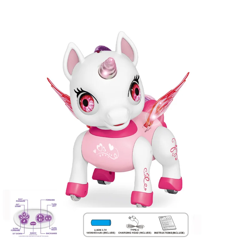 (unicornio Rosa) Juguete Robot De Control Remoto, Juguete Robot Mascota Bailarina