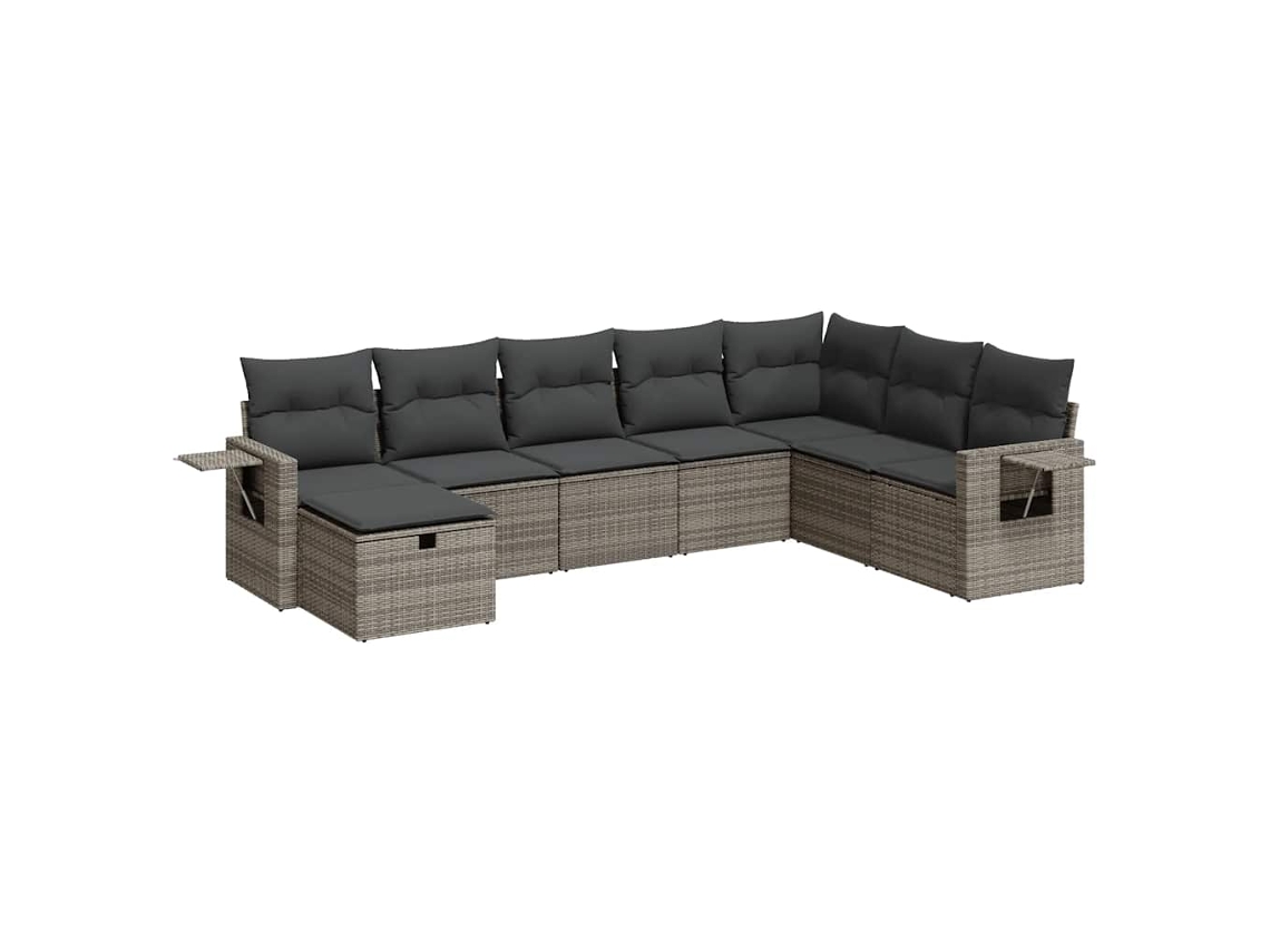 Conjunto 8 De Sofá De Jardín VIDAXL Gris Poli Ratán(55 x 55 x 37 cm)