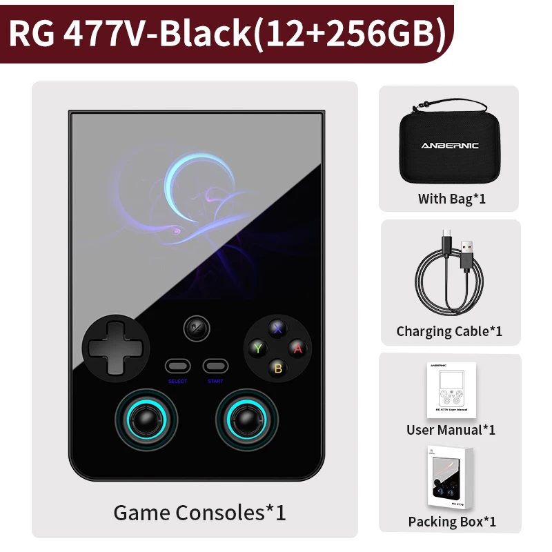 256g (8k Juegos)negro (12 256g)bolsarg477v Consola De Juegos 4.7" Reproductor Con Efectos Dsp Compatible Con Ia Salida 1080p-dp