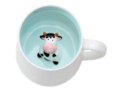 2026 - Taza de cerámica con diseño de animales para niños, regalo de Navidad o cumpleaños, vaca, 355 ml (12 oz)