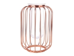 Jarrón de hierro forjado con forma de lámpara de cristal nórdico para mesa con flores (oro rosa)