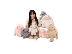 Brinquedo de Pelúcia Coelho Bonny, Orelhas Longas e Caídas, Macio e Abraçável, Terapia e Companhia Rosa CHABERLU