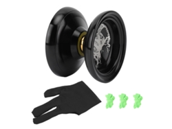 Ats-juguete Yo-yo Para Niños De Aleación Con Rodamiento Sin Respuesta, Rotación Estable Y Guante, Color Negro Brillo