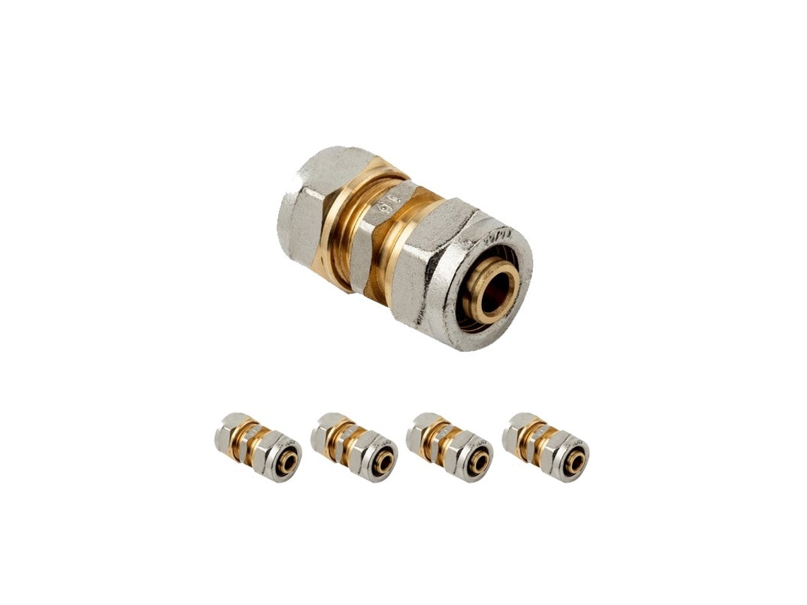 5 X Manguito Para Tubo Multicapa De Compresion 16 Mm, Sin Necesidad De Maquina Prensadora, Gris