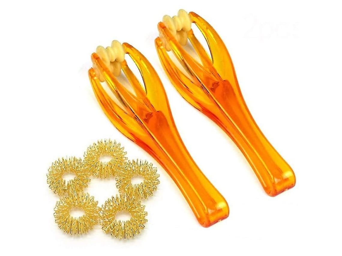 2 Rodillos Masajeadores Para Dedos Y 5 Anillos Shiatsu Para Articulaciones