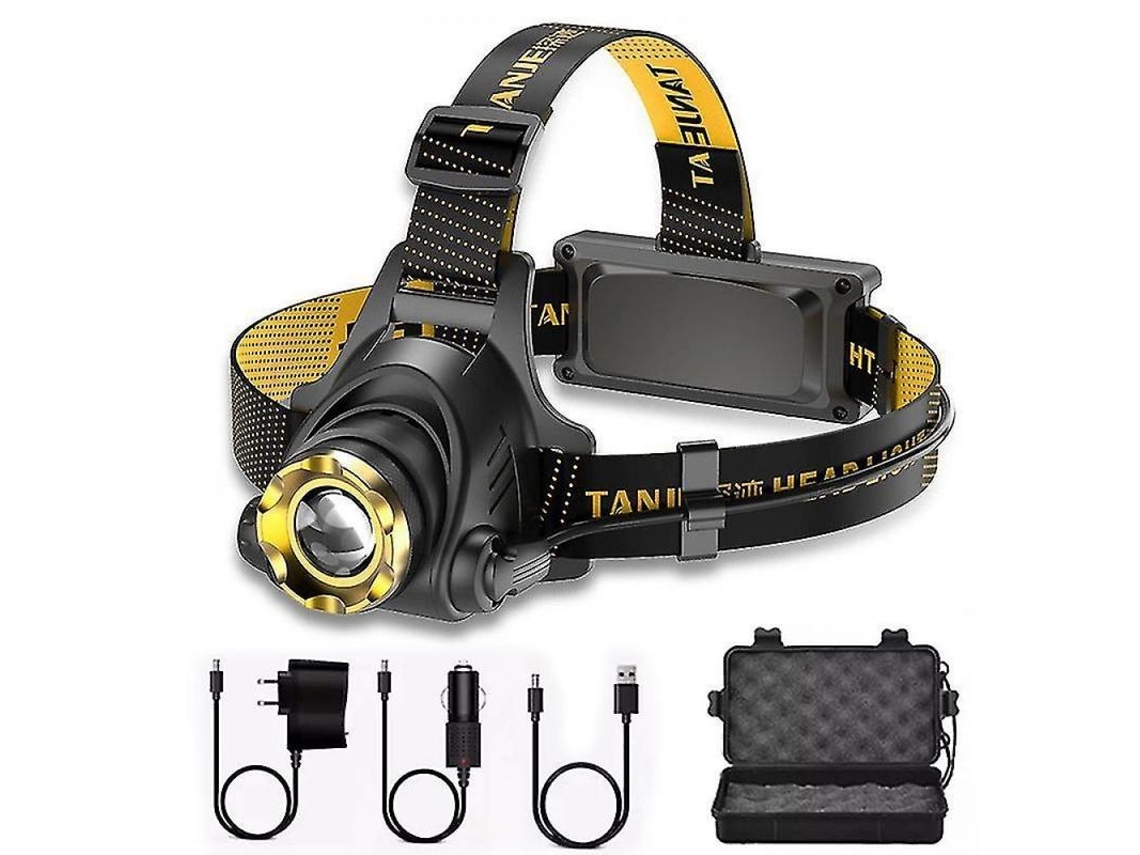 Linterna Frontal Led Recargable 990000lm Ajustable Zoom 3 Modos Impermeable Para Camping Trekking Conector De La Ue