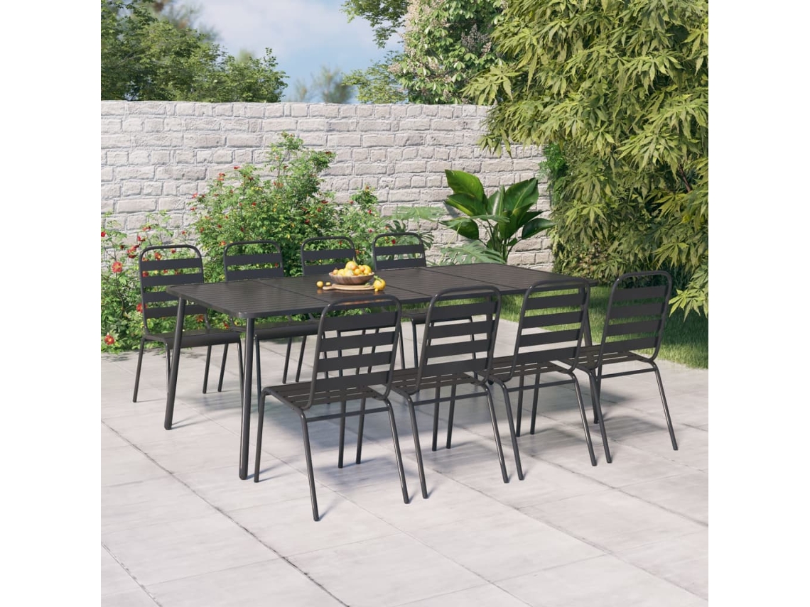 Conjunto de comedor de jardín de 2 piezas en acero antracita Dkd Home Decor