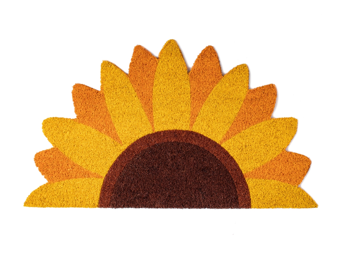 Felpudo exterior “girasol” de coco con base antideslizante de PVC Felpudo con forma original Medidas : 70 cm x 40 cm x 1,5 cm Amarillo FISURA