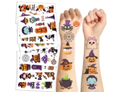 10 Pegatinas Temporales De Tatuajes Con Diseño De Calabaza De Halloween Para Niños, Resistentes Al Agua
