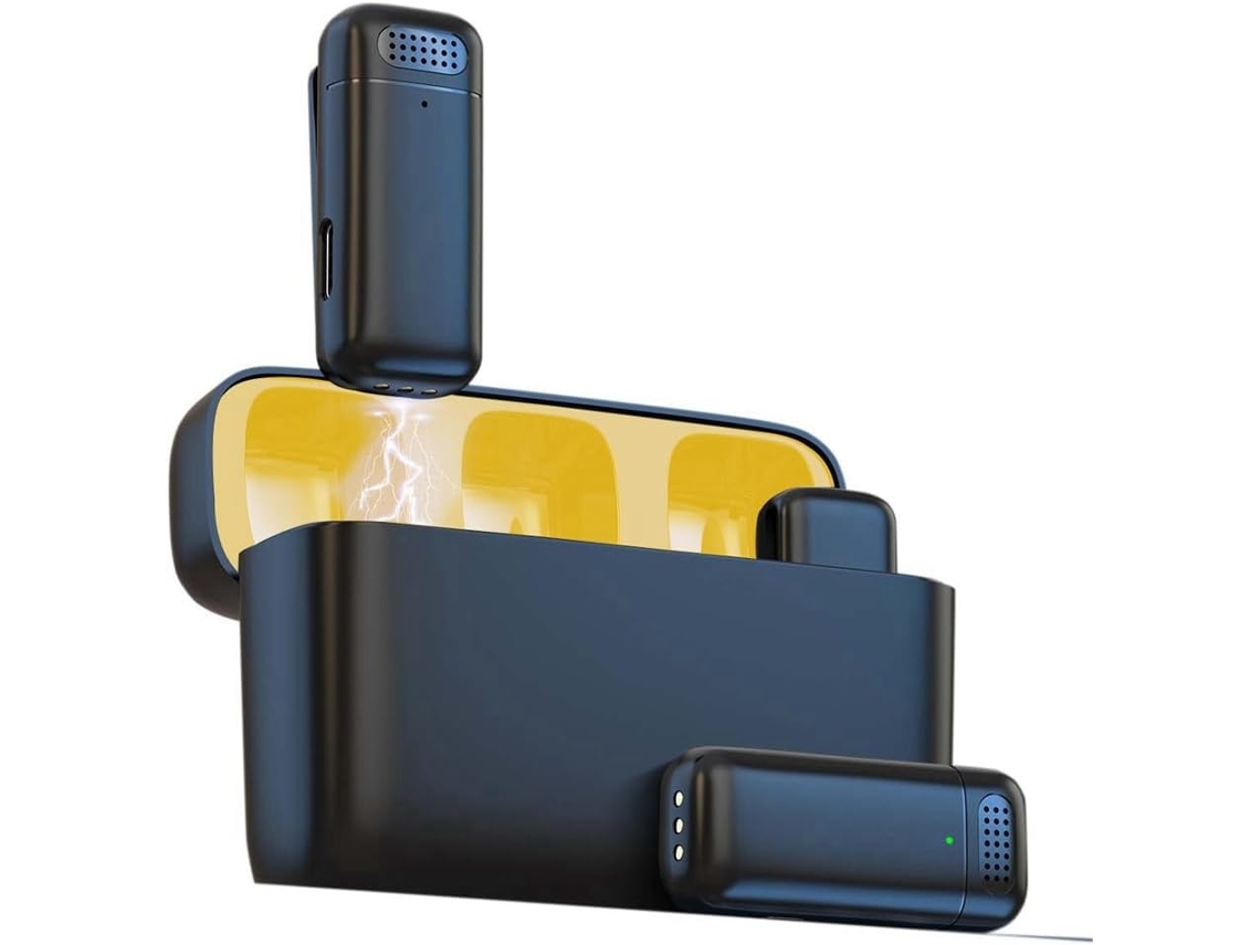 Micrófono De Solapa Inalámbrico Para Teléfono Android Con Mini Cable De Carga Para Transmisión En Vivo