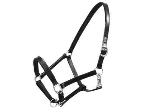Ronzal/Cabestro de Cuero Negro Ajustable Para Caballo (Estándar)