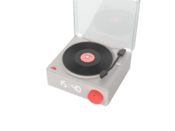 MOBILITY ON BOARD Tocadiscos de vinilo VS-80 de aspecto retro Altavoz Bluetooth de 5 W con reloj despertador Gris