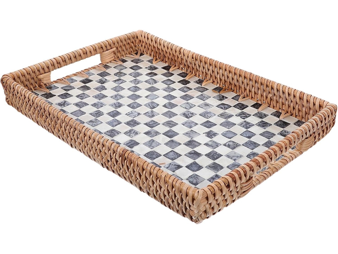 Besportble Bandeja De Documentos Y Ratán Negro 33,00 X 23,00 X 3,50 Cm Pulgadas - Fácil Cuidado: El Polvo Y...