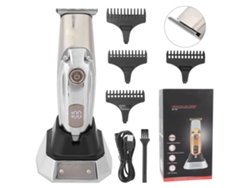 Cortadora De Pelo Eléctrica Profesional Con Lcd, Kit De Afeitado Y Corte Para Hombres, Plata