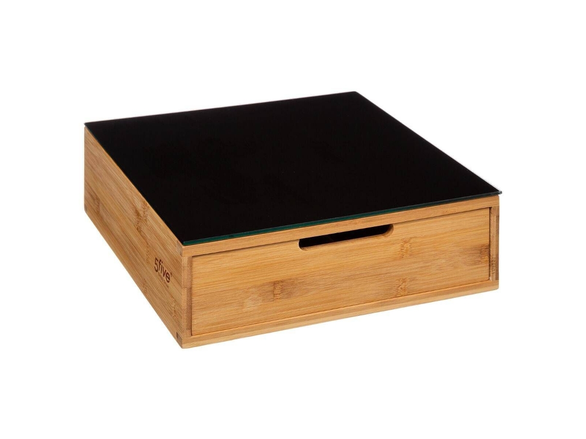 Caja de almacenamiento de bambú negro