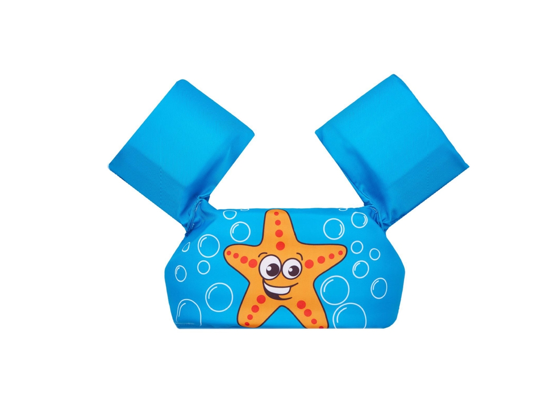 Chaleco salvavidas infantil con soporte para los brazos, diseño de estrella de mar, azul, tallas de 2 a 6 años.