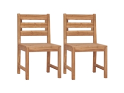 Sillas de jardín (2 unidades, madera maciza de teca, DKD, decoración del hogar)