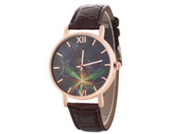 Elegante Reloj De Pulsera Para Parejas De Piel Sintética Con Esfera Redonda Y Movimiento De Cuarzo (color Café).