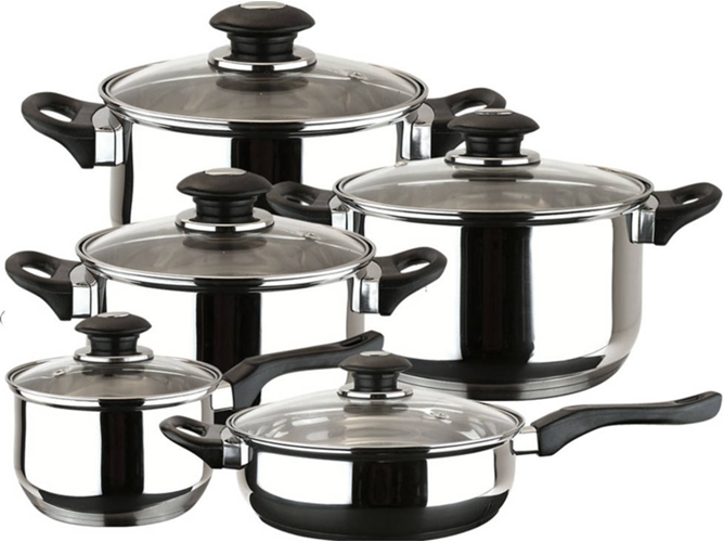 Set De Cocina magefesa family ollas cacerolas sartenes 10 piezas – batería fabricada en acero inoxidable. limpieza y apta lavavajillas. asas bakelita toque soft cold