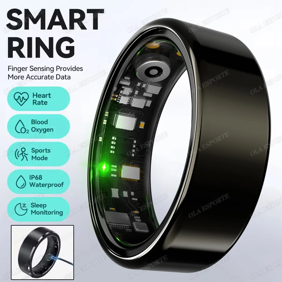 (negro, Cable De Carga, Talla 9) Anillo Inteligente, Monitorización De La Salud, Seguimiento De La Actividad, Resistente Al Agua.