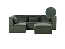 Sofá con reposapiés BELIANI Lemvig de Pana Verde 250x166x78