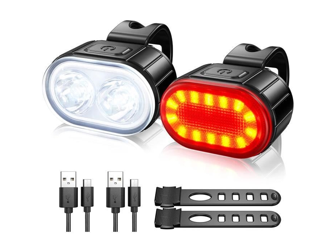 Kit de luces delanteras y traseras para bicicleta, potente luz LED para bicicleta, lámpara impermeable IPX5 para bicicleta, luces traseras recargables