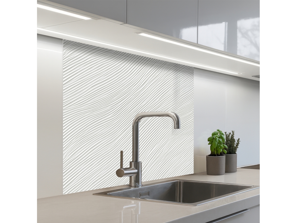 Paneles antisalpicaduras de cocina Waves - Diseño acanalado - Blanco 80x80 cm