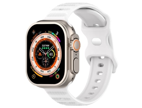 Correa de reloj inteligente para Apple Watch Ultra 49 mm Correa de reloj de silicona con textura de puntos y hebilla inversa (blanco)