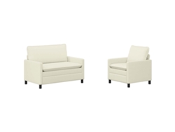 Juego De Sofá 2 Pcs Crema Tela