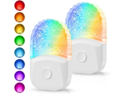 2 luces nocturnas con enchufe de pared, luz nocturna que cambia de color para niños, luz nocturna LED RGB de 8 colores (blanca)