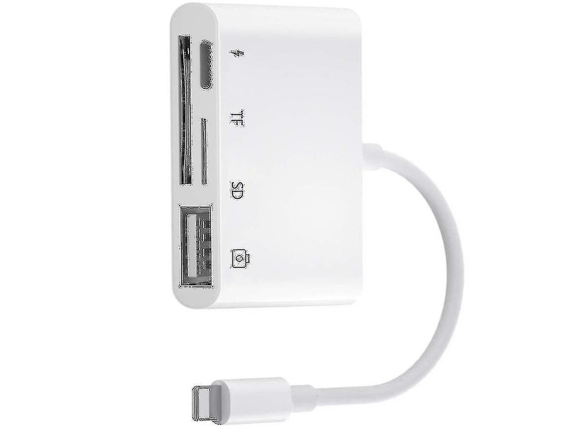 Adaptador de lector de tarjetas SD 4 en 1 para cámara USB, lector de tarjetas SD/TF, USB OTG 2.0 hembra, compatible con teléfonos 13/12, etc., y tableta blanca Yizhood
