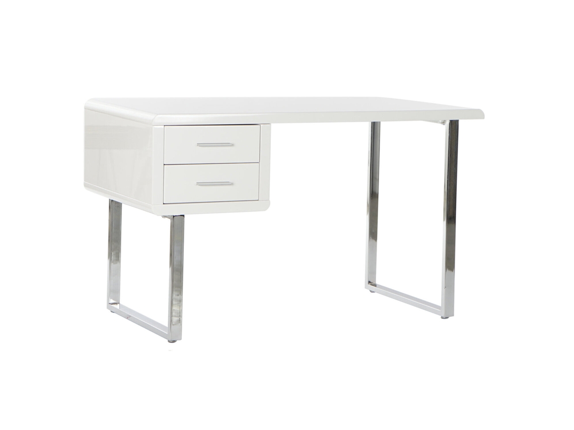 Mesa de MDF com acabamento cromado branco, 120x55x76cm