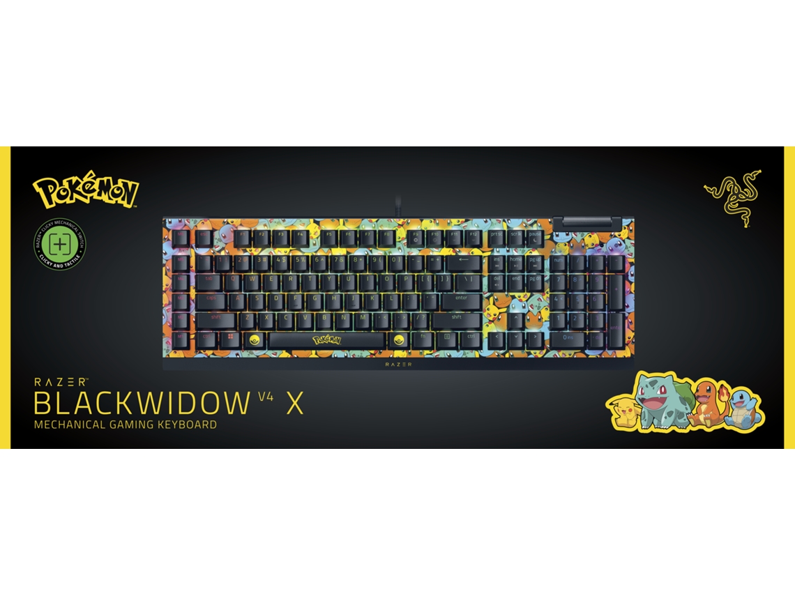 Teclado Gaming RAZER BlackWidow V4 X Pokémon Edition (Mecánico - US - Negro)