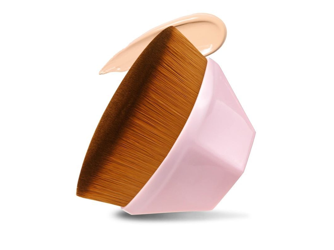 Brocha De Base Perfecta, Brocha Facial Mágica, Punta Plana, Alta Densidad, Multifuncional, Rosa.
