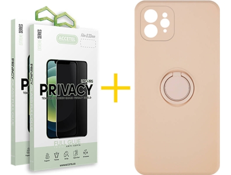 Carcasa + 2 Protectores de Pantalla para iPhone 11 Pro Max ACCETEL Rosa Pastel