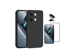 Kit Vidro Temperado Capa Silicone Líquido Suporte Magnético Phonecare Para Xiaomi Poco X8 Pro Max - Preto