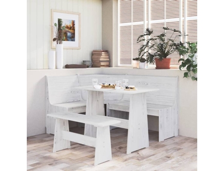 Banco de jardín VIDAXL Blanco Madera (151x118.5x85 cm)