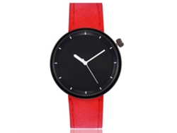 Reloj Unisex Para Parejas Vansvar Con Correa De Pu, Bisel Grande Y Movimiento De Cuarzo (rojo).