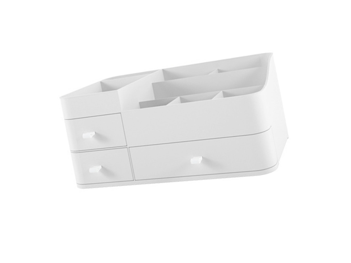 Organizador Cosmético De Plástico Impermeable Con Cajones Para Maquillaje, Estilo Escritorio, Blanco.