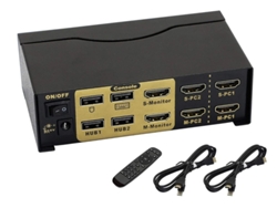 Conmutador KVM HDMI de doble pantalla Bestvite, color negro