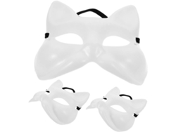 Máscaras De Animales De Plástico Blanco Sin Pintar De 3 Piezas - Accesorios Para Zorro Y Gato