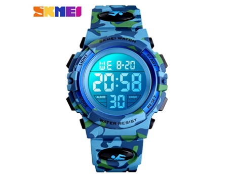 Reloj digital para niños Relojes electrónicos impermeables Reloj despertador Cronómetro Calendario Reloj de pulsera-Camuflaje verde militar LUUCOZK