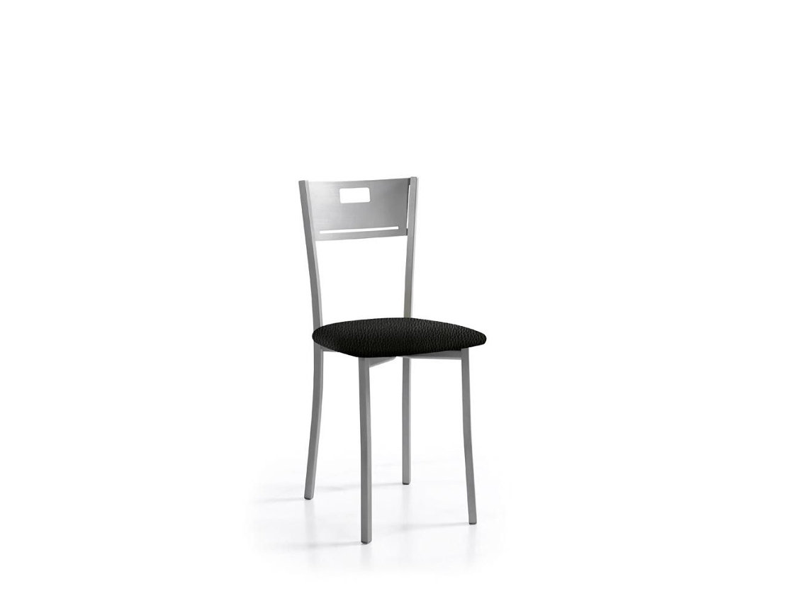Cadeira de Cozinha Isabel em Alumínio 40x86x45cm Couro Preto FANMUEBLES