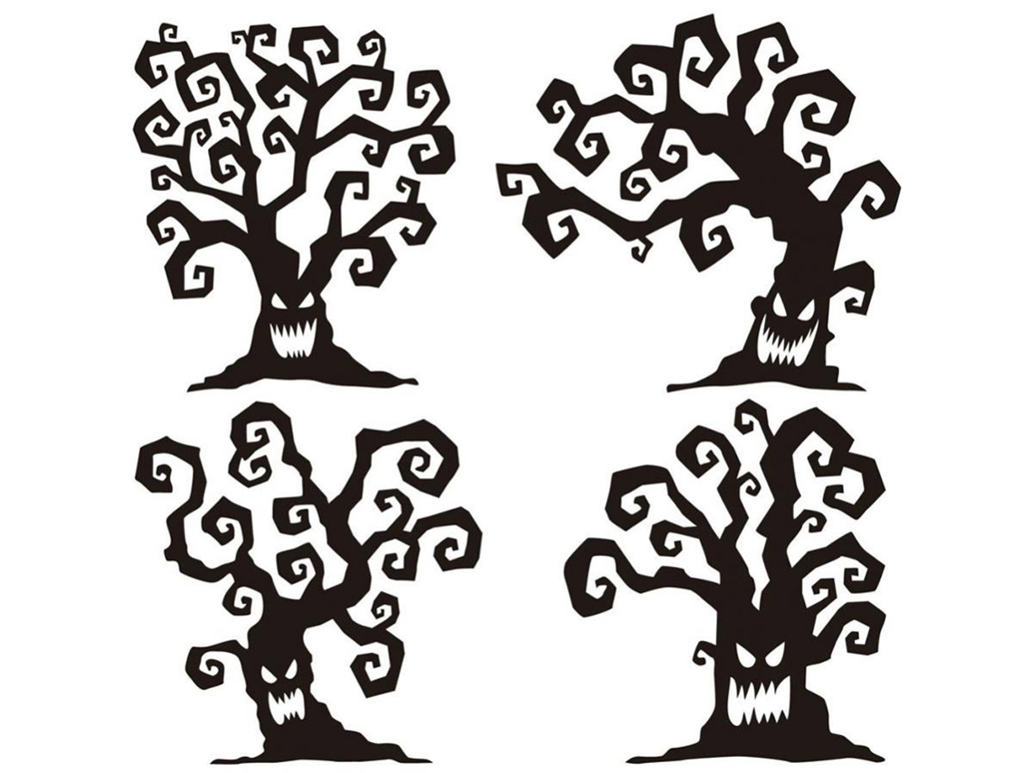Vinilo decorativo de pared para Halloween, decoración de fondo con árbol fantasma, vinilo para ventana, sala de estar y hogar.