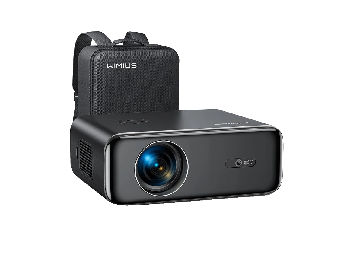 Proyector Wimius 4K, 26 000 lúmenes de brillo, enfoque automático, color negro, enchufe UE OEM