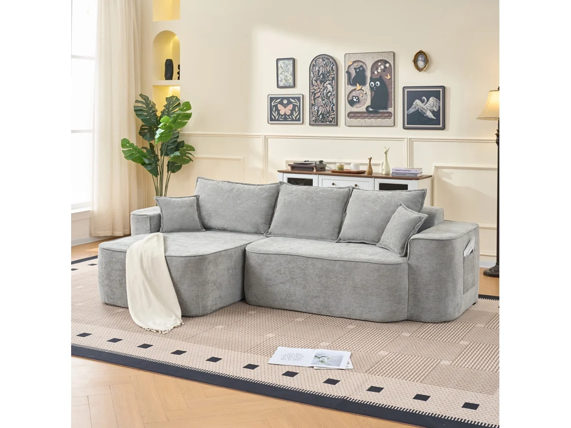 Sofá Cloud L 262 Cm Chenilla Gris Xxl Profundo Sin Montaje Salón