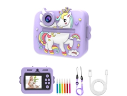 Cámara instantánea, cámara de impresión infantil con 4 rollos de papel (Unicornio morado) Specment